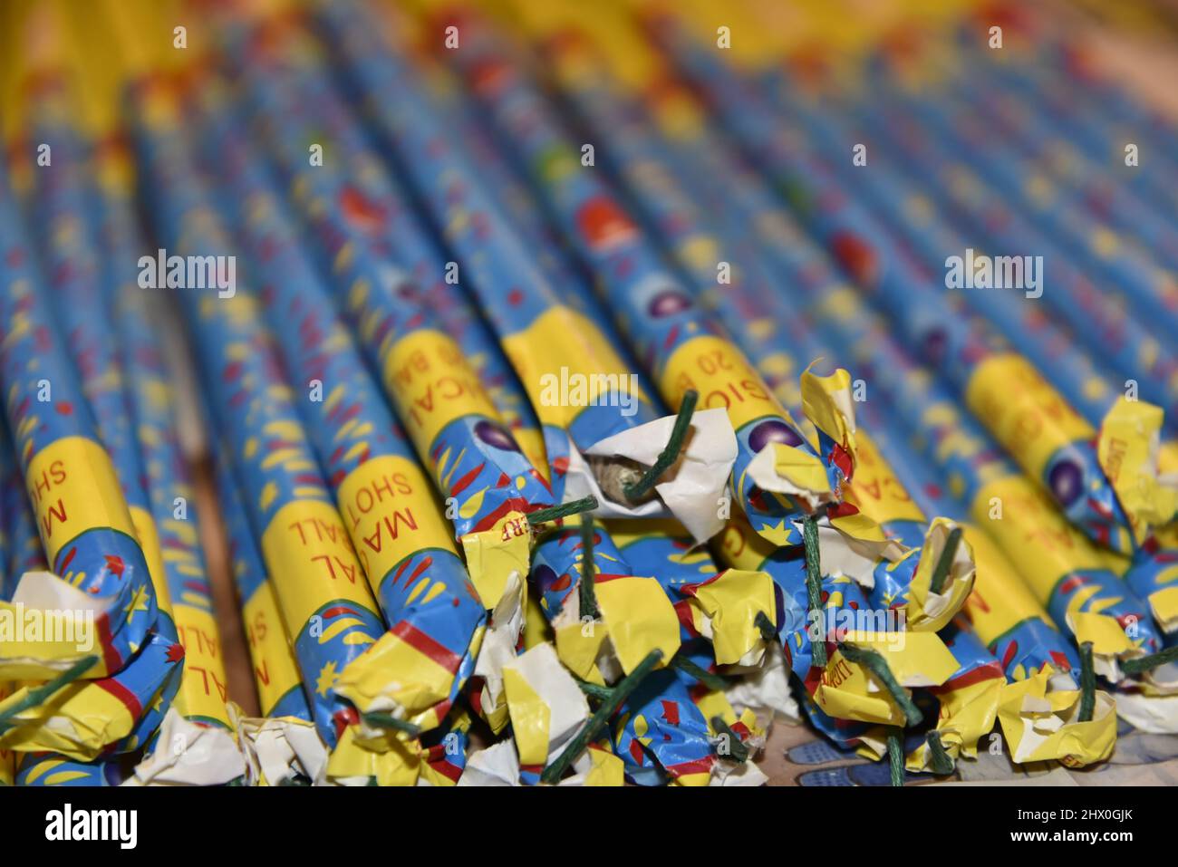 Feuerwerk Mit Römischen Kerzen Stockfoto