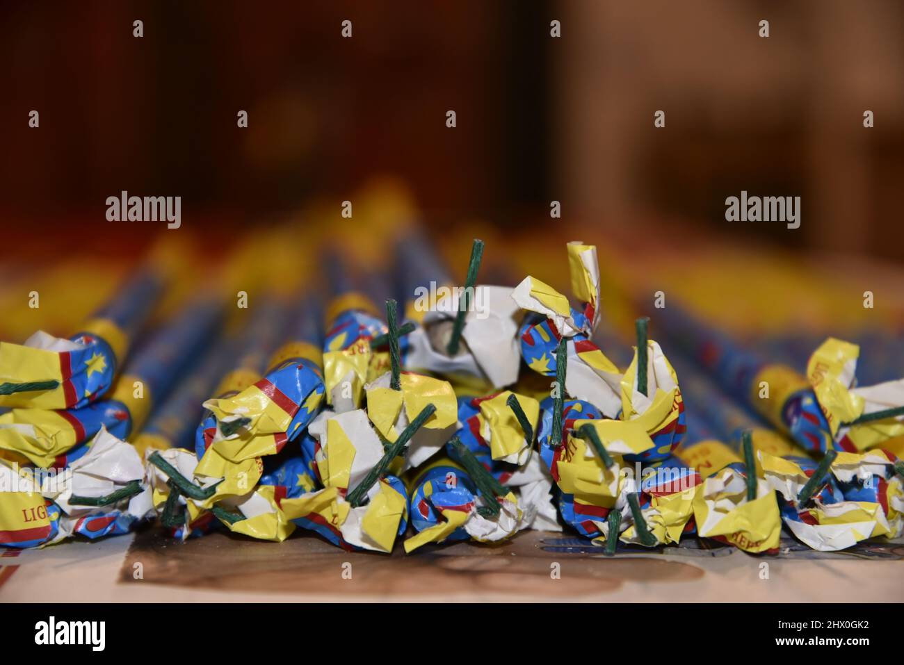 Feuerwerk Mit Römischen Kerzen Stockfoto