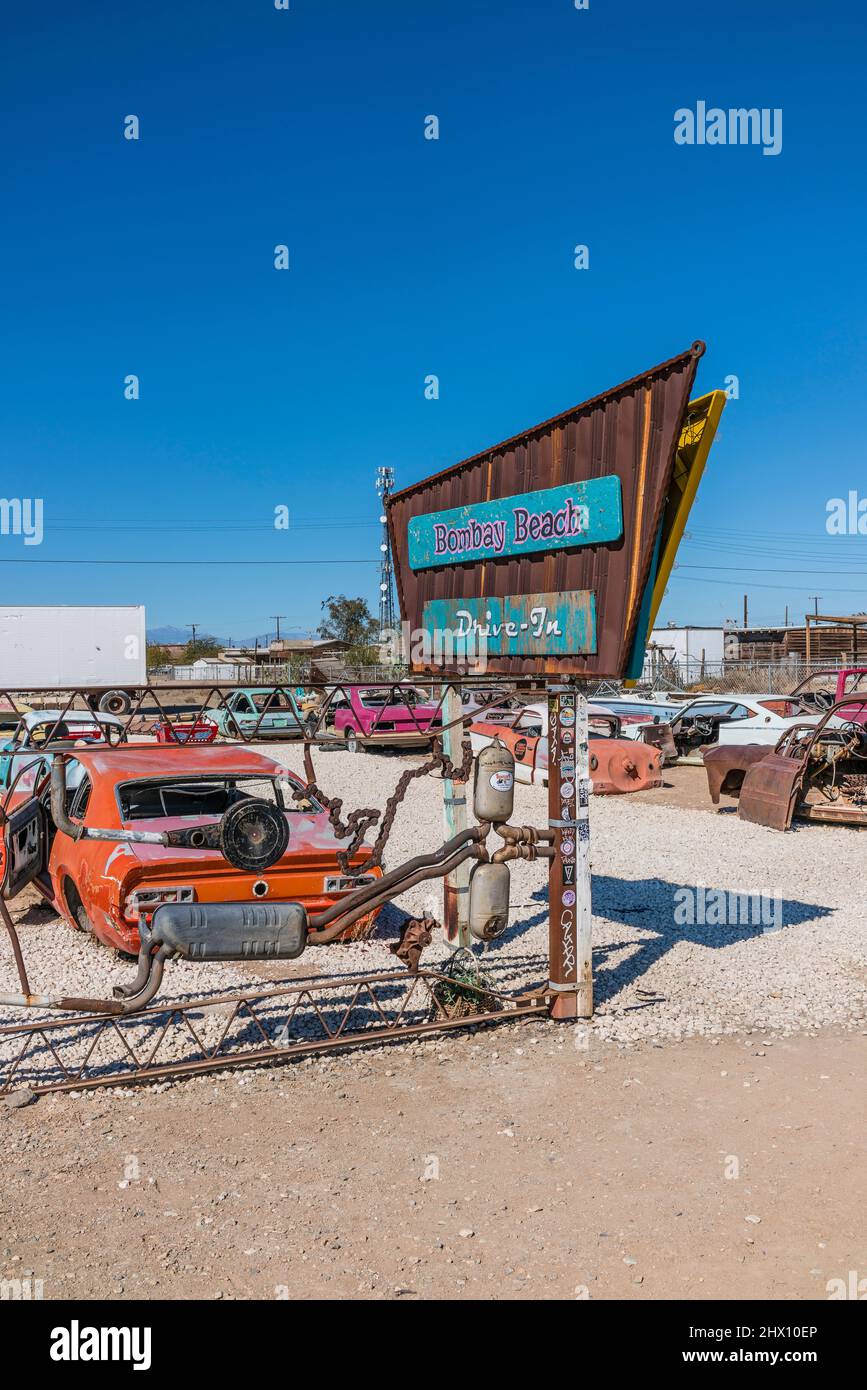 'Drive-in' ist eine Pseudo-Drive-in-Kinoinstallation der Künstler Stefan Ashkenazy, Sean Dale Taylor und Arwen Byrd. Stockfoto