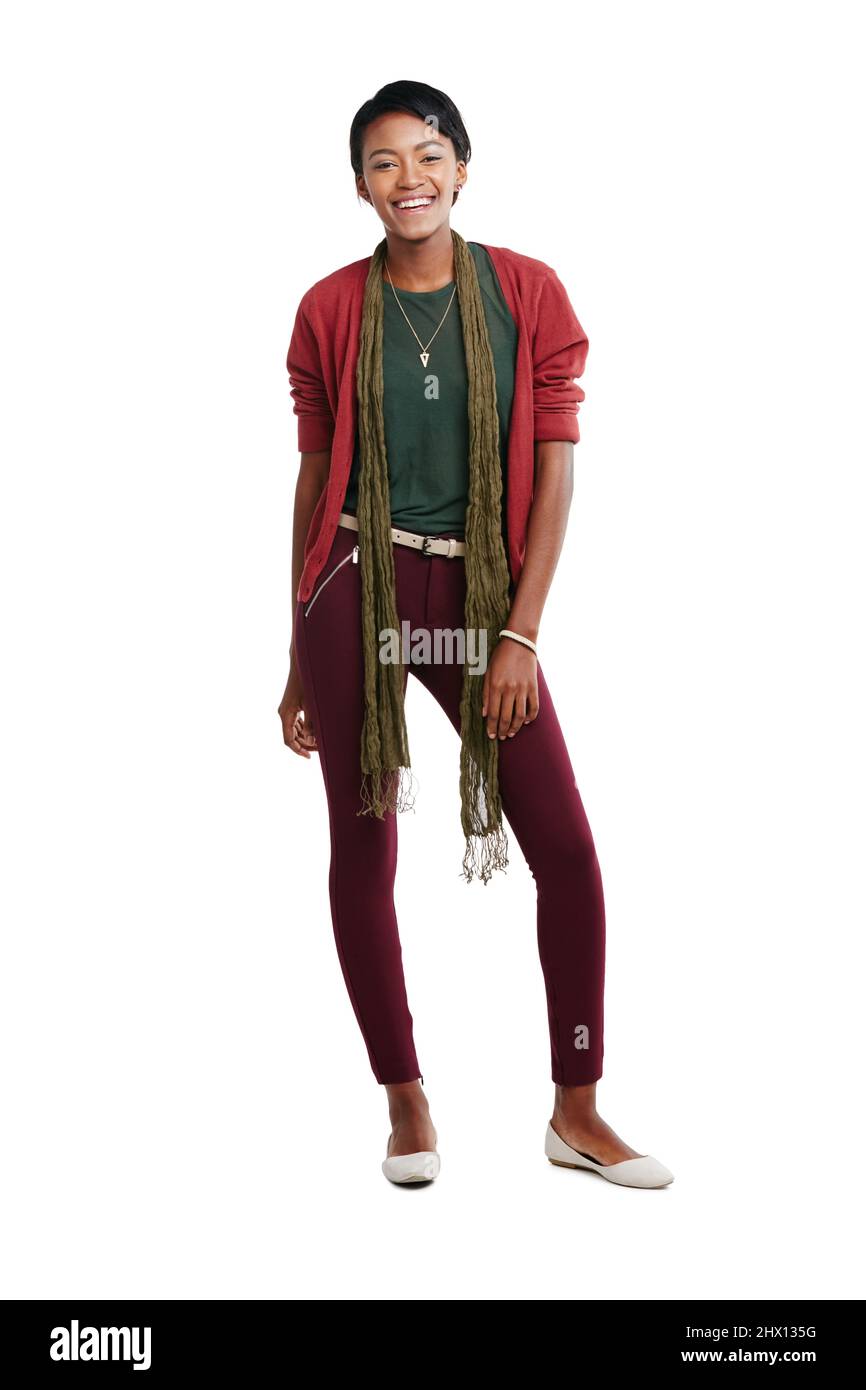 Positive Einstellung Positives Leben. Studioportrait einer attraktiven jungen Frau, die vor weißem Hintergrund posiert. Stockfoto