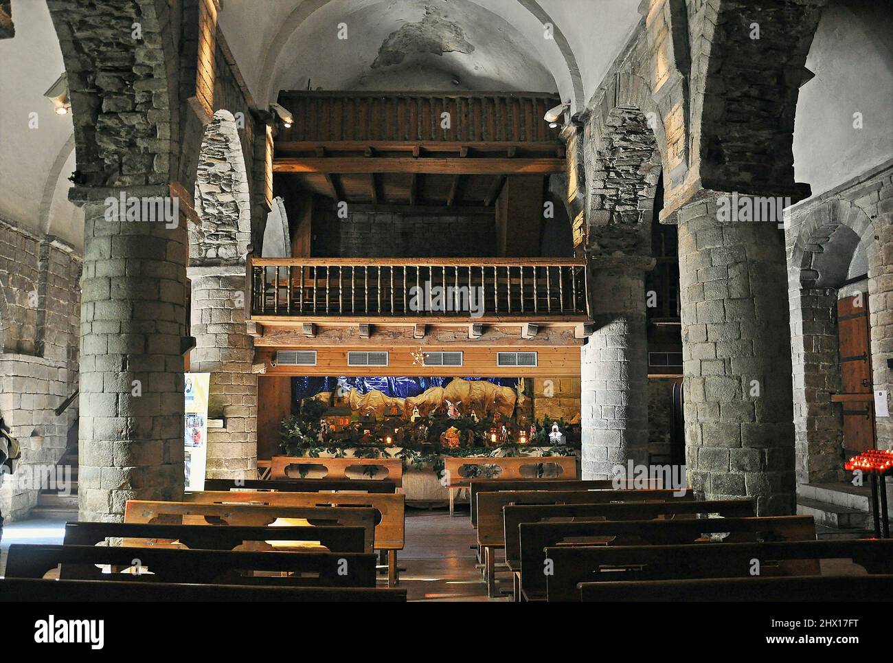Pfarrkirche Mariä Himmelfahrt in Bossòst in der Region Valle de Aran, Provinz Lérida, Katalonien, Spanien Stockfoto