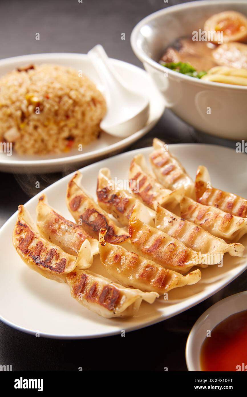Gyoza-Menü Stockfoto