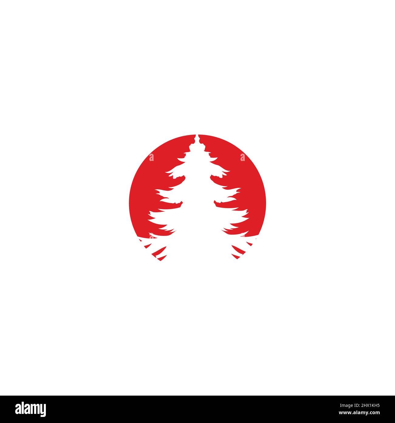 Baum mit rotem Kreis Illustration Design geeignet für Hemden, Wandkunst, Accessoires, Hüte, Aufkleber, Handyhüllen und -Rahmen. Stock Vektor