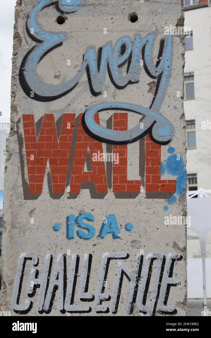 Jede Mauer ist eine Herausforderung, Teil der Berliner Mauer Stockfoto