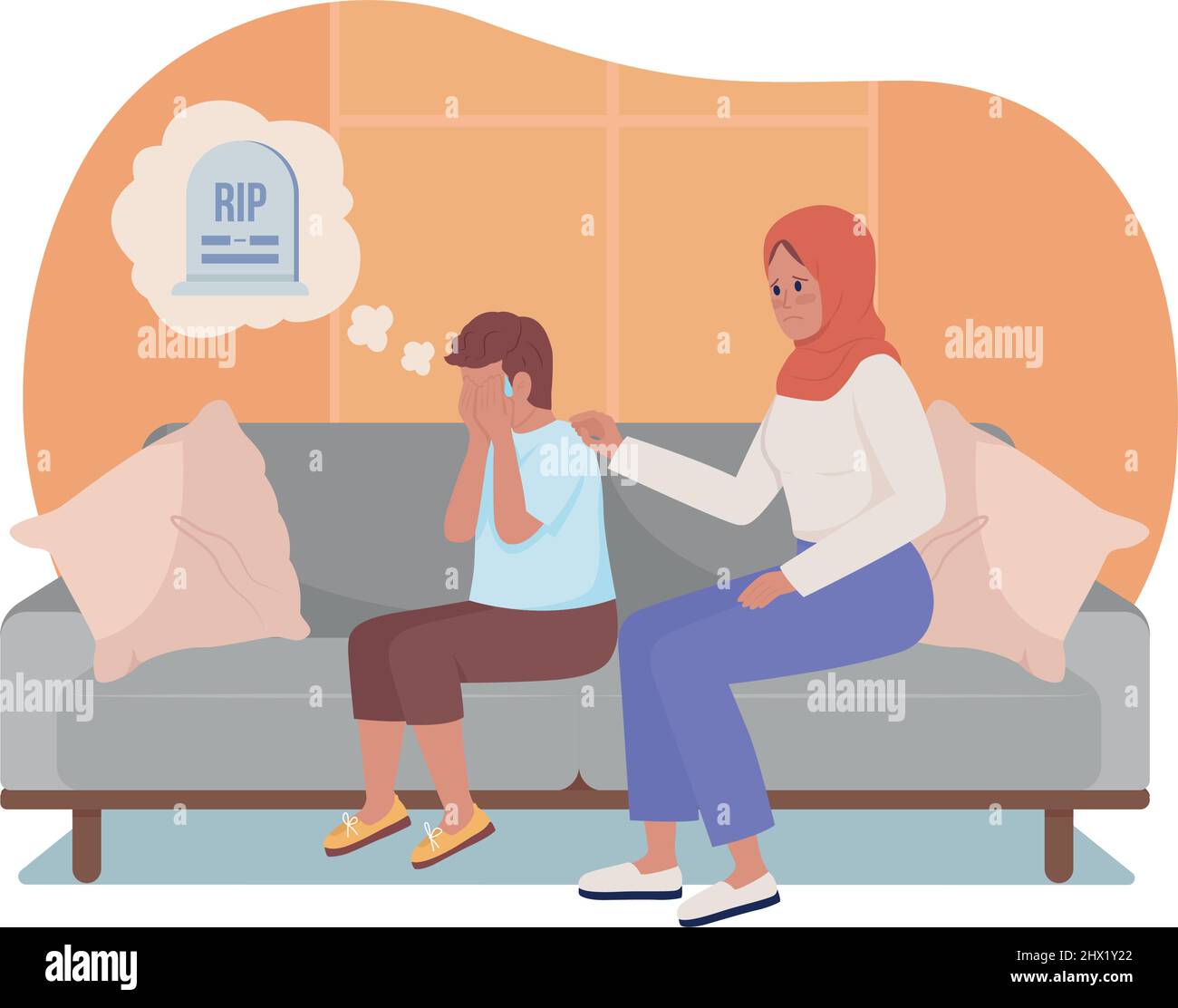 Teen mit Panikstörung 2D Vektor isolierte Illustration Stock Vektor