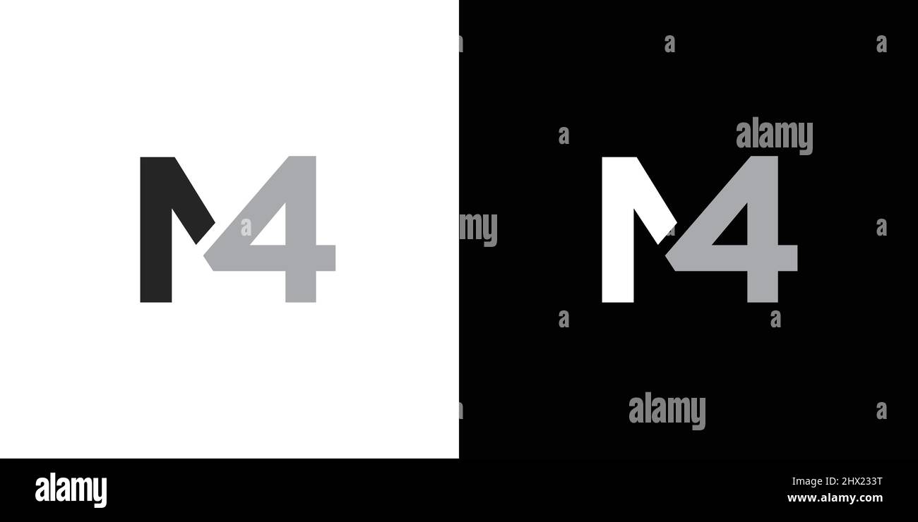 Modernes und einzigartiges Anfangslogo-Design mit Buchstaben M4 Stock Vektor