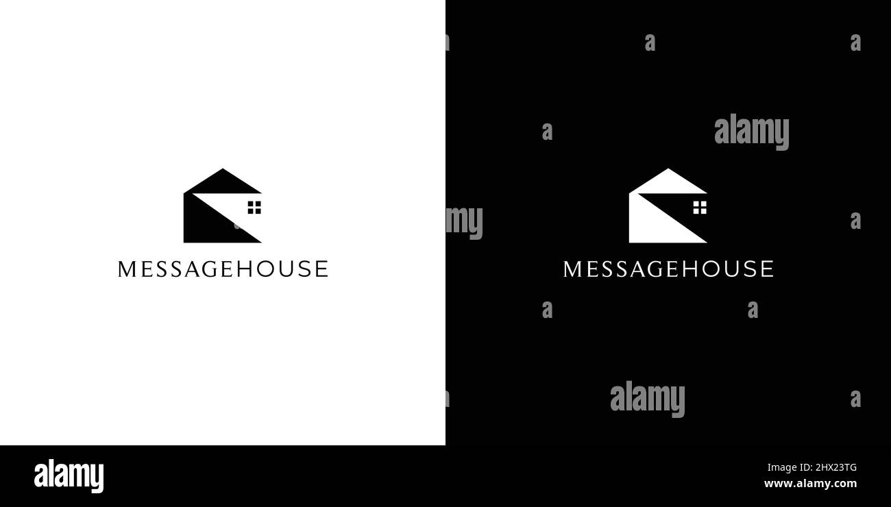 Einzigartiges und modernes Message House Logo Design Stock Vektor