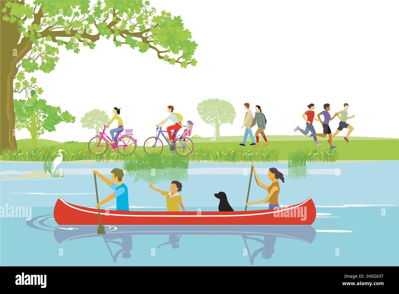 Kanufahren in der Freizeit Illustration Stock Vektor