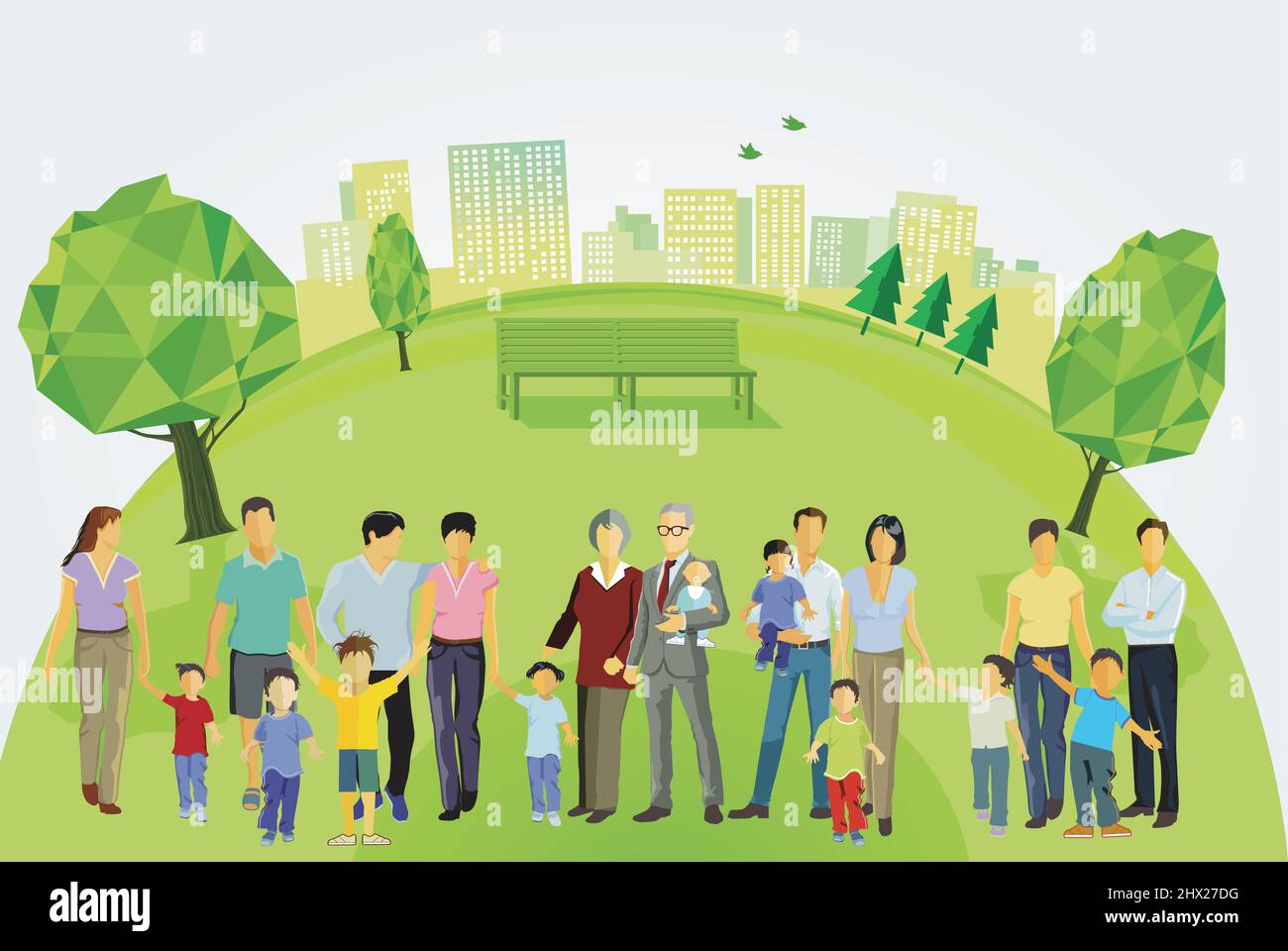 Eltern und Kinder, Familiengruppen, Illustration Stock Vektor