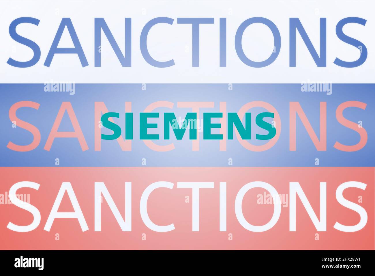 Siemens verhängt Sanktionen gegen Russland wegen seiner Invasion in der Ukraine. März 2022, San Francisco, USA Stockfoto