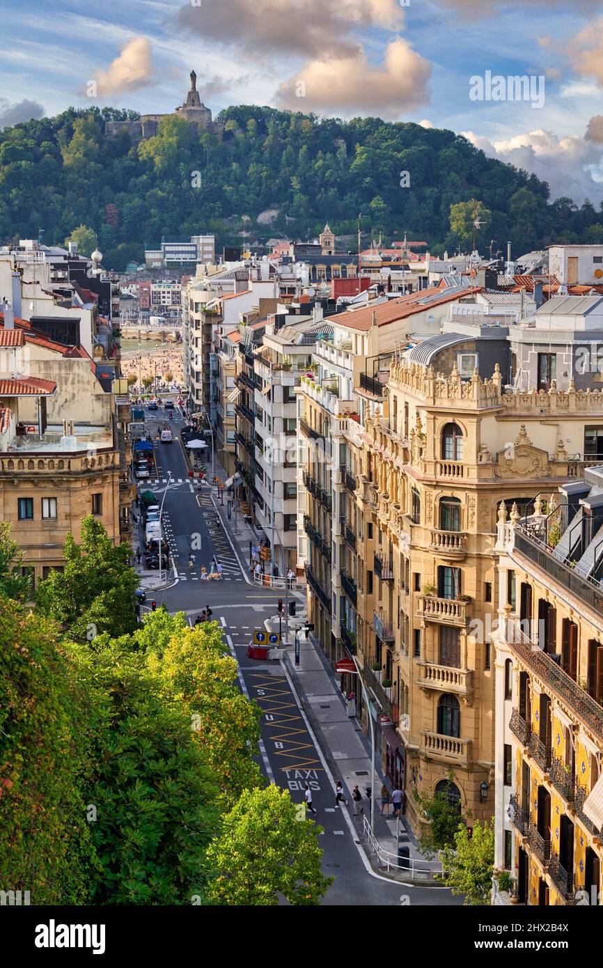 EASO Straße, Blick vom San Bartolomé Aussichtspunkt, Donostia, San Sebastian, kosmopolitische Stadt mit 187.000 Einwohnern, bekannt für seine Gastronomie, Stockfoto