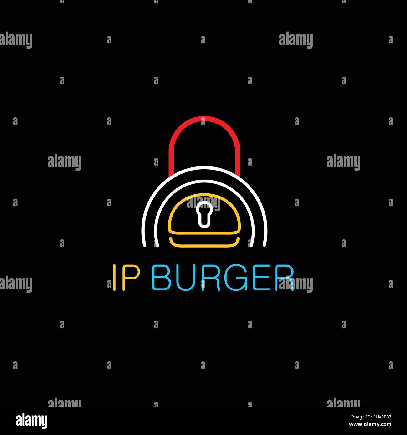 Cooles und modernes IP-Burger-Logo Stock Vektor