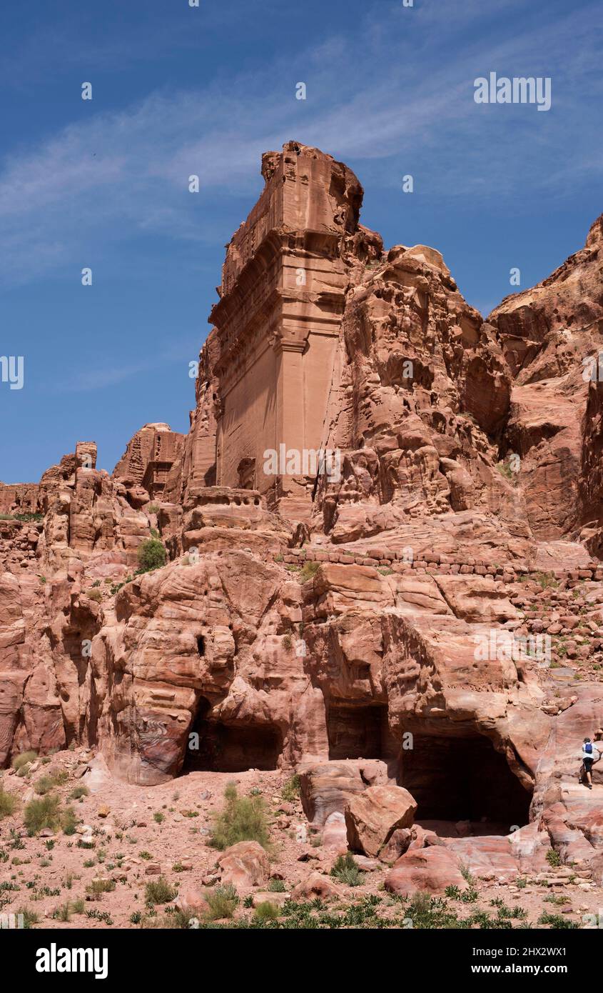 Petra, Uneishu Grab (Grab 813). UNESCO-Weltkulturerbe, Ma'an Governorate, Jordanien. Stockfoto
