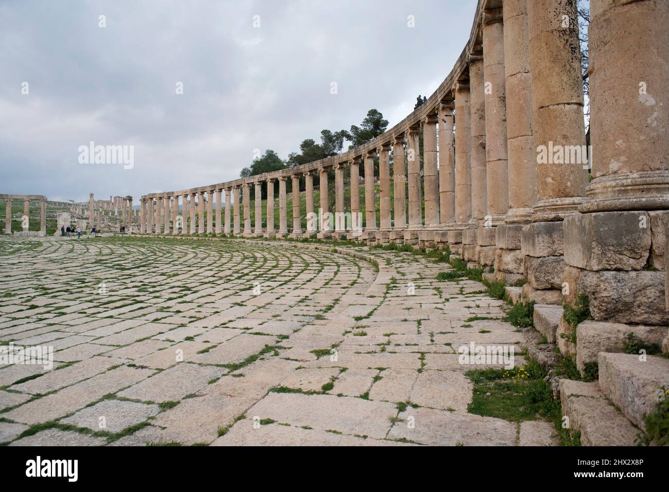 Jerash, Oval Plaza (1-2. Jahrhundert). Jordanien. Stockfoto