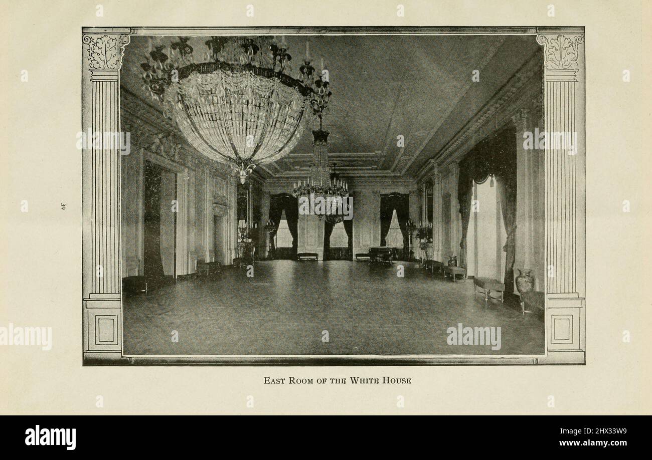 East Room, White House aus dem Buch "The Washington Monument Illustrated; komplette Führung und Geschichte; authentische Zahlen und Fakten; Bildstadt von Washington" von Ina Capitola Emery, Veröffentlicht 1913 Stockfoto