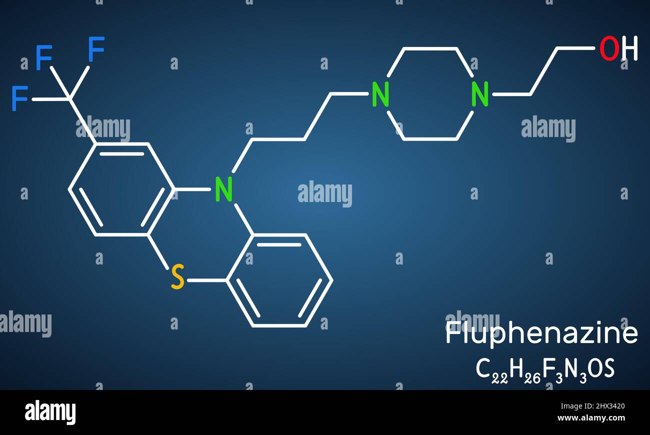 FluphenazinMolekül. Es ist ein Phenothiazin, ein neuroleptisches