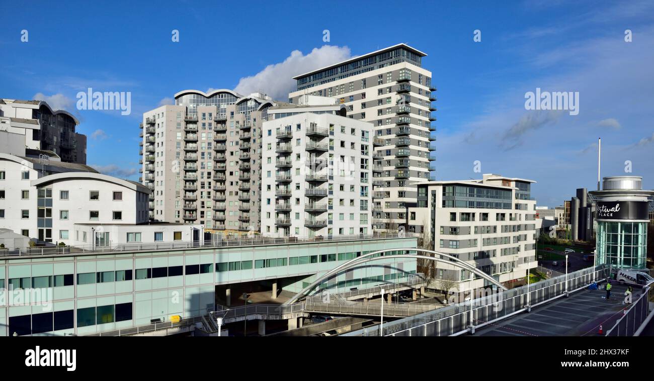 Basingstoke Town Center Hochhauswohnungen und Büros, Hampshire, Großbritannien Stockfoto