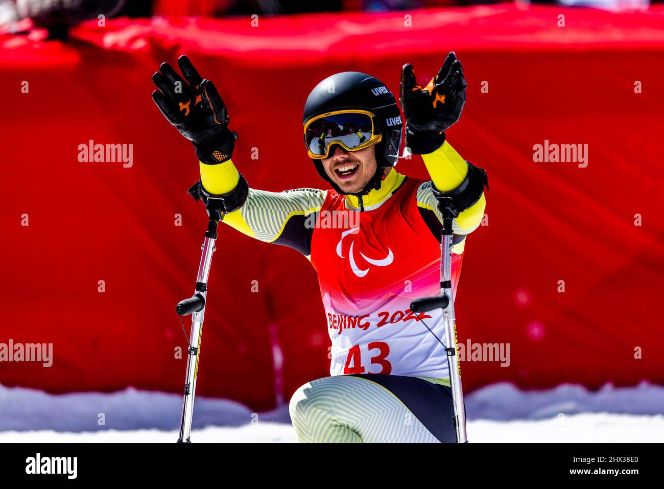 Yanqing (China) / National Alpine Center / 06.03.2022 para Ski Alpin, KRESS, Leander (GER) vom TSV Friedberg (BAY), geboren am 25.01.2001 in Friedber Stockfoto