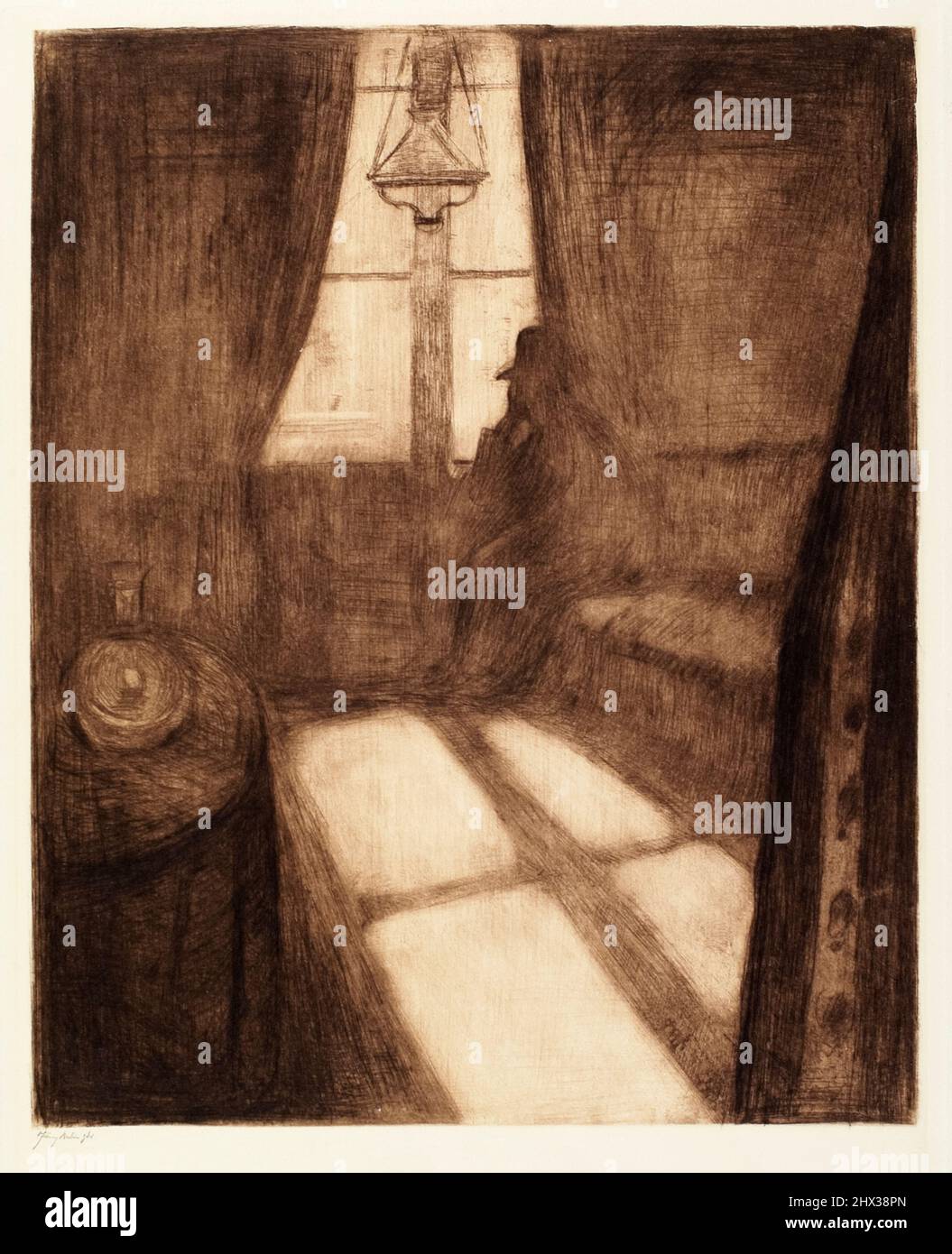 Edvard Munch, Moonlight (Night in St Cloud), Aquatinta-Druck in Trockenpunkt und Aquatinta, 1895 Stockfoto