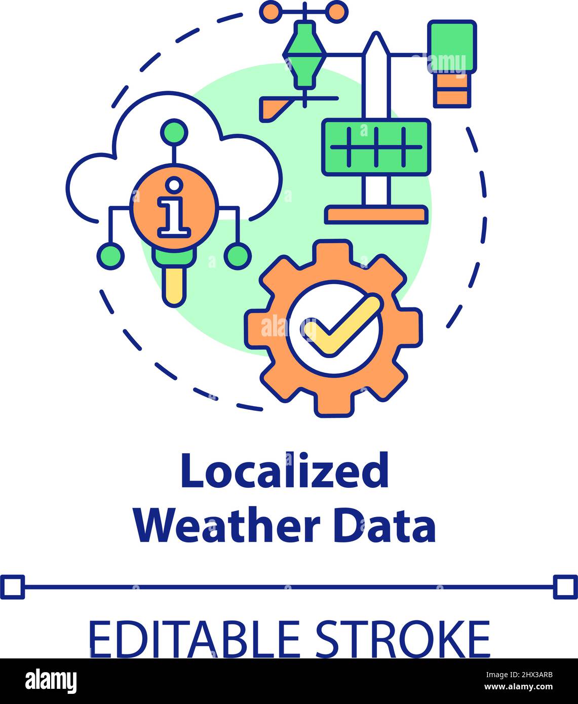 Symbol für lokalisiertes Wetterdatenkonzept Stock Vektor