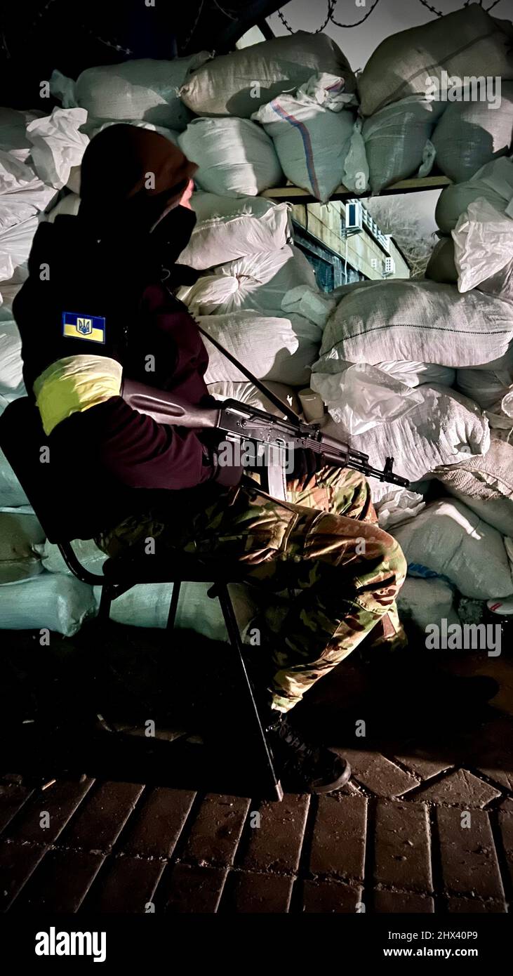 Die Situation in Kiew, Ukraine, während der russischen Invasion, als Russland in die Ukraine einmarschierte, abgebildet am 9. März 2022. (CTK Photo/Pavel Nemecek) Stockfoto