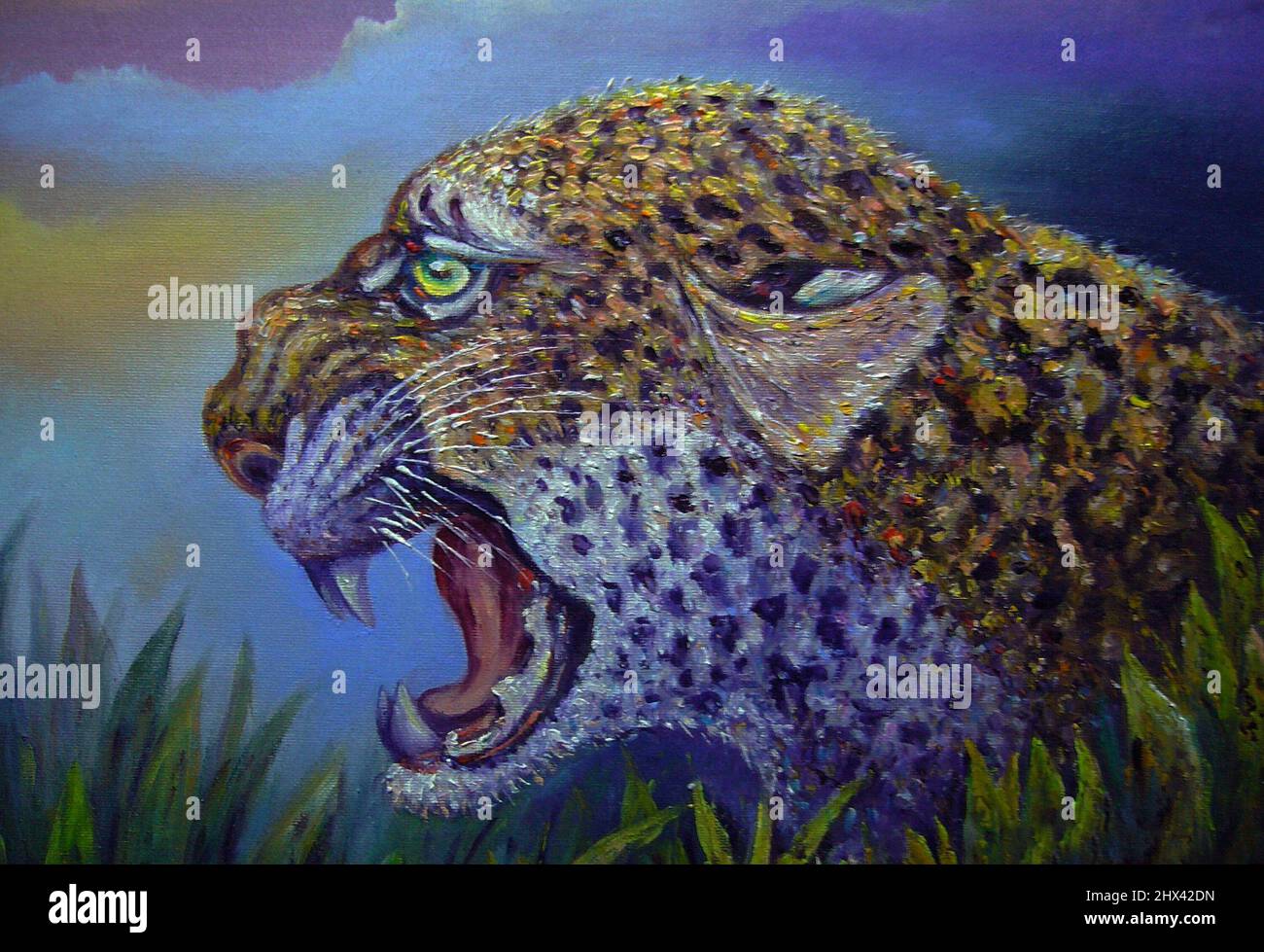 Kunst Ölgemälde schöne Kunst Farbe hübsch Cute Tiger in Thailand , Leopard Stockfoto