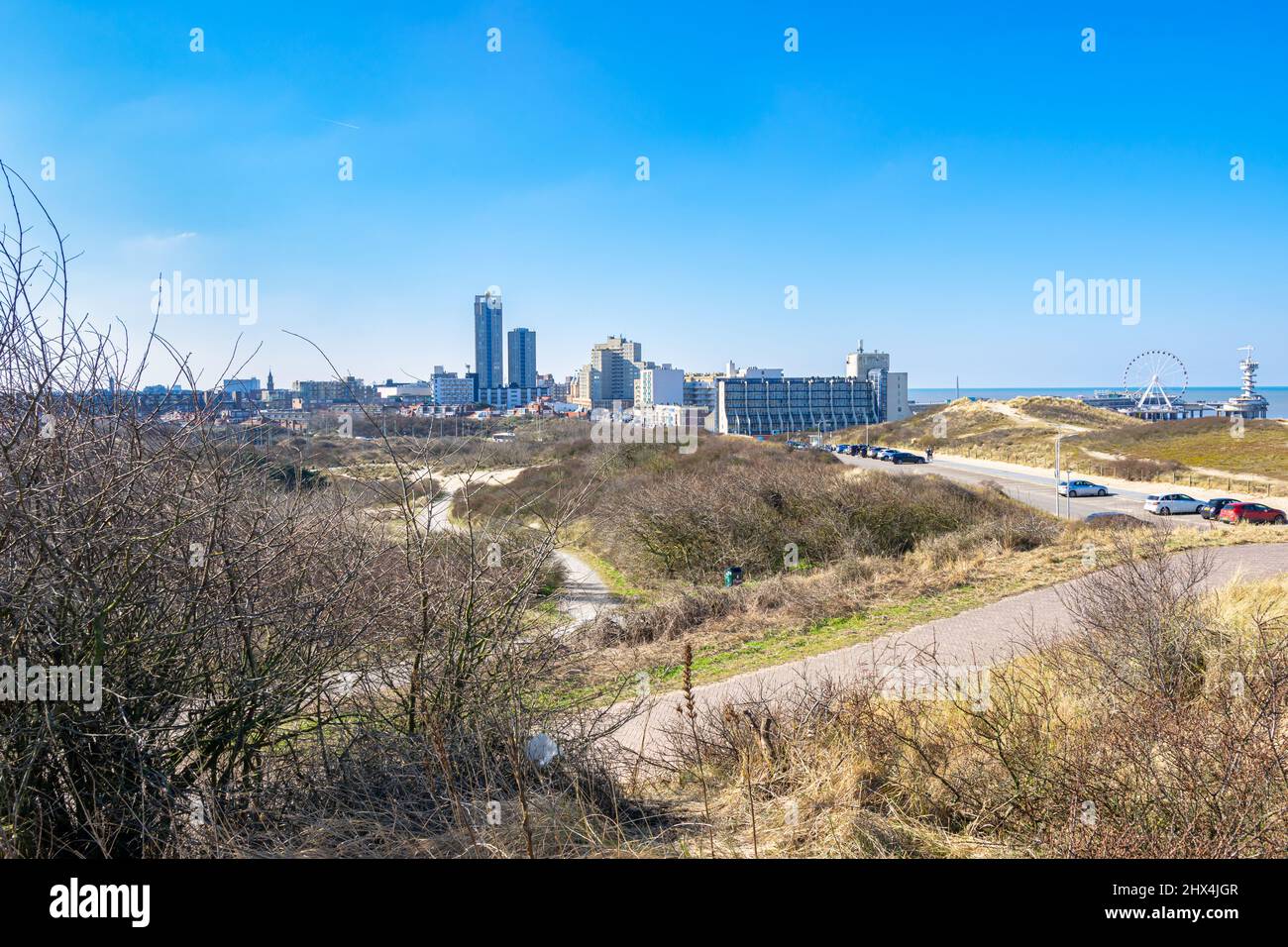 Blick auf das Meer Seite Resort Scheveningen, in der Nähe der Stadt Den Haag, Niederlande Stockfoto