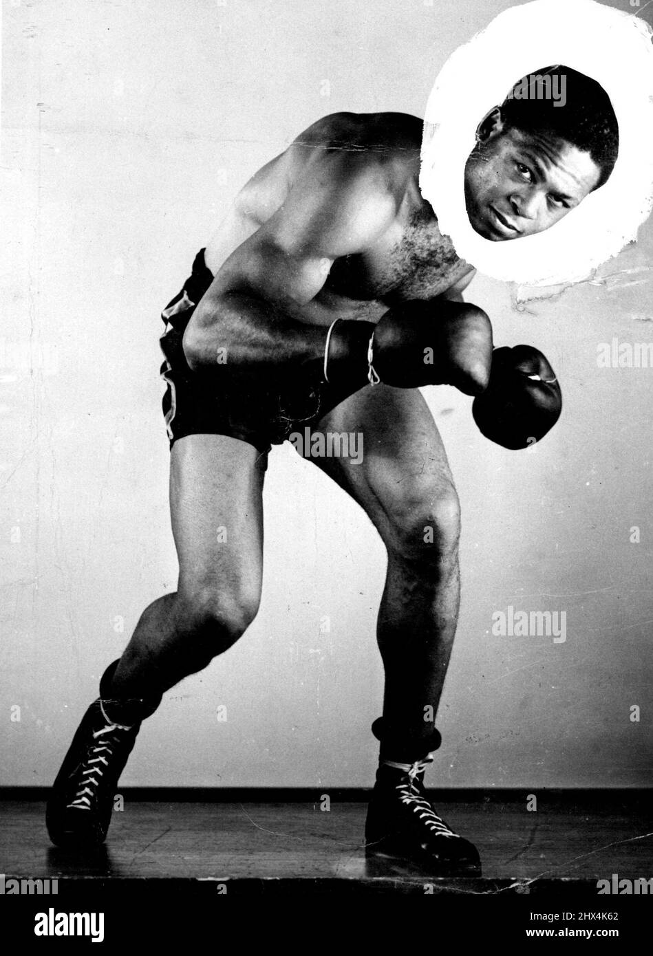 Sieger Take All: Moore hat einen langen Weg zurückgegangen, seit er vor dem Krieg in Australien gekämpft hat. Aber eines ist sicher an ihm - er hat immer noch die beste linke Hand im Boxen. Er pumpte links in Johnsons Gesicht, bis es an der Zeit war, sich zu öffnen und ihn in der 14. zu beenden. Erst 8000 sah man den Kampf im Madison Square Garden. Allerdings kassierte Moore im Ausmaß von 37.000 Dollar, zu 6000 Dollar für Johnson. Der Herausforderer musste Moore den Gesamterlös aus dem Fernsehen geben. 30. September 1953. Stockfoto