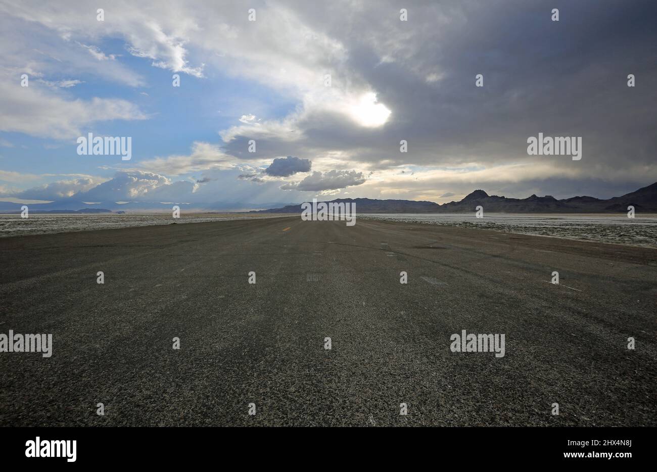 Straße nach Bonneville Salt Flats, Utah Stockfoto