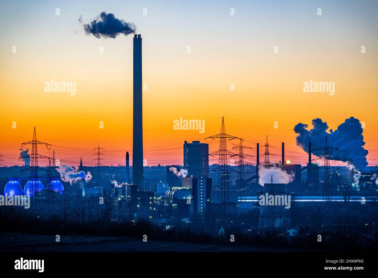 Prosper Kokerei, betrieben von der ArcelorMittal Stahlgruppe,146 Koköfen mit einer täglichen Leistung von 5500 Tonnen Koks, Löschwolke, RWE wa Stockfoto