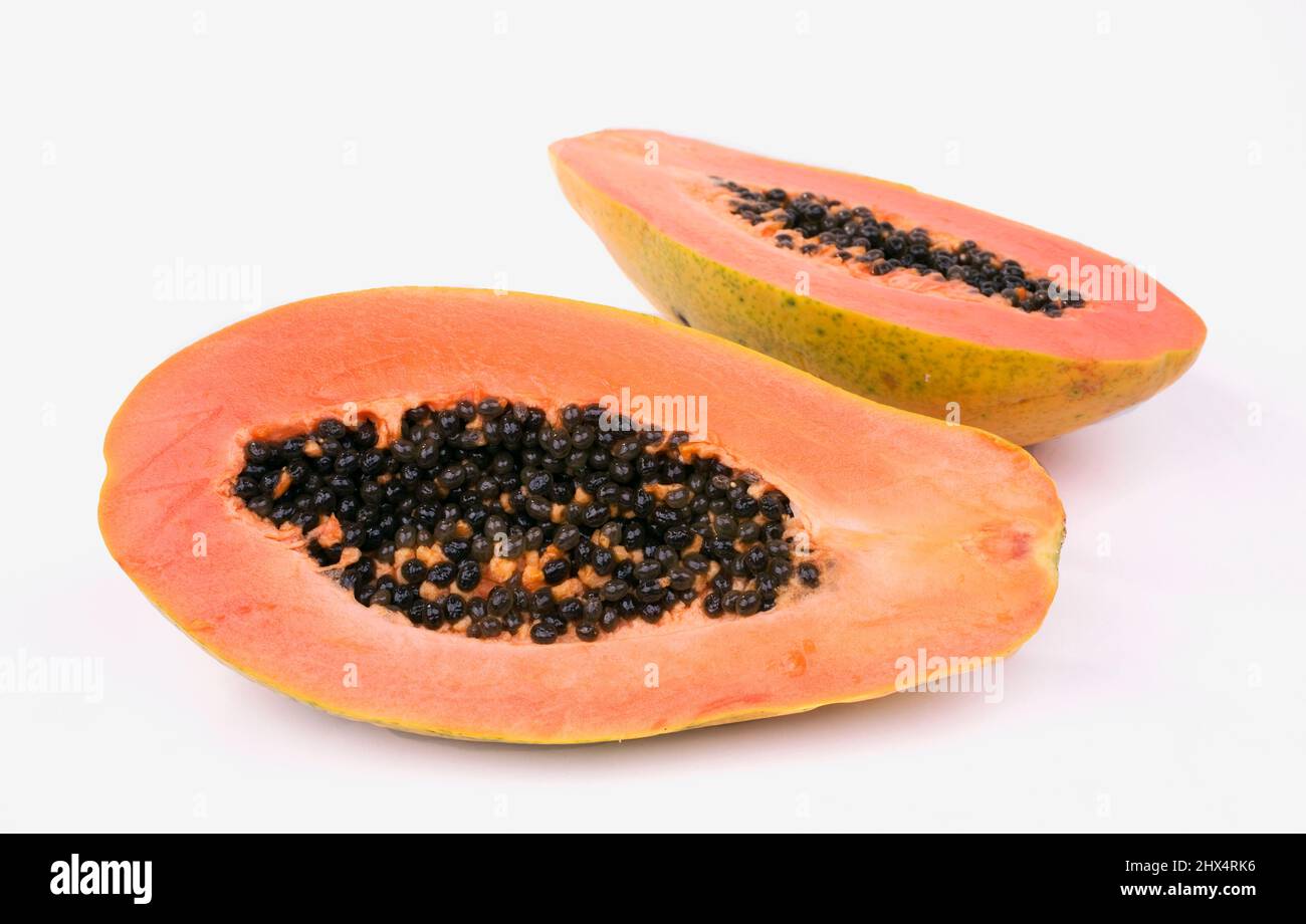 Geschnittene Carica Papaya (Papaya)-Früchte Stockfoto