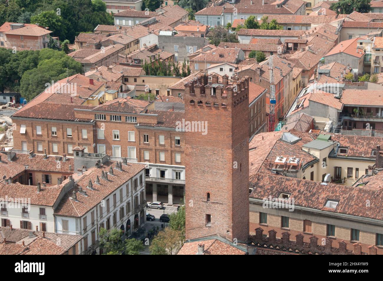 Nebenstraßen Norditalien - Drive 5, Nebenstraßen Norditalien, Italien, Lombardei, Cremona, Blick auf die Stadt vom Torrazzo (Glockenturm) Stockfoto