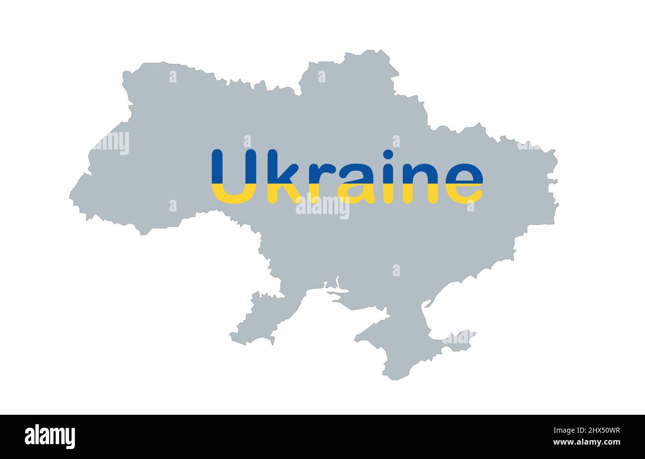 Ukraine Briefe mit ukrainischer Flagge und Umriss der Ukraine. Vektorgrafik. Stock Vektor