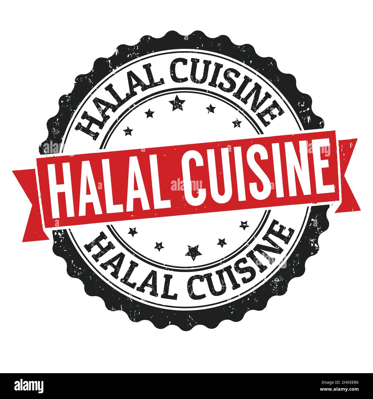 Halal Cuisine Grunge Gummistempel auf weißem Hintergrund, Vektorgrafik Stock Vektor