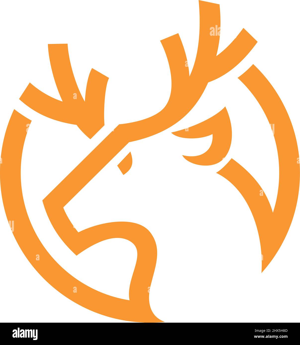 Head of Deer Simple Outline Logo Design Stock Vektor