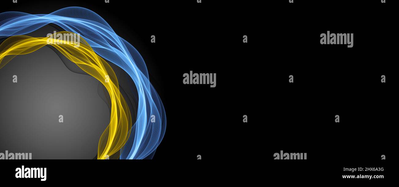 Nationales Farbwellenpanorama der Ukraine mit Platz für Text Stockfoto