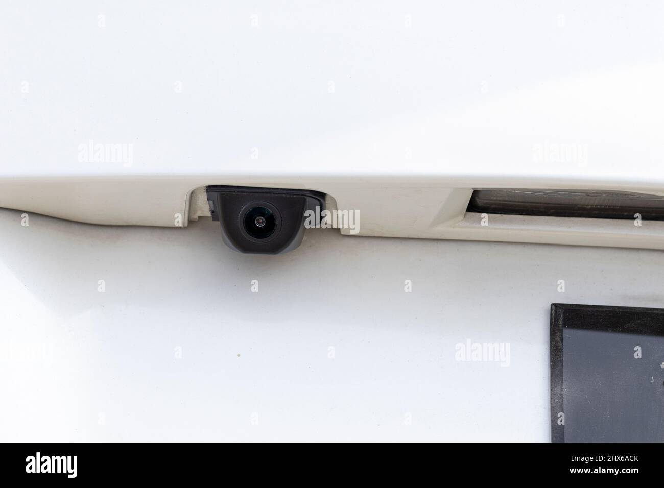 Rückfahrkamera in einem Kofferraum Stockfoto