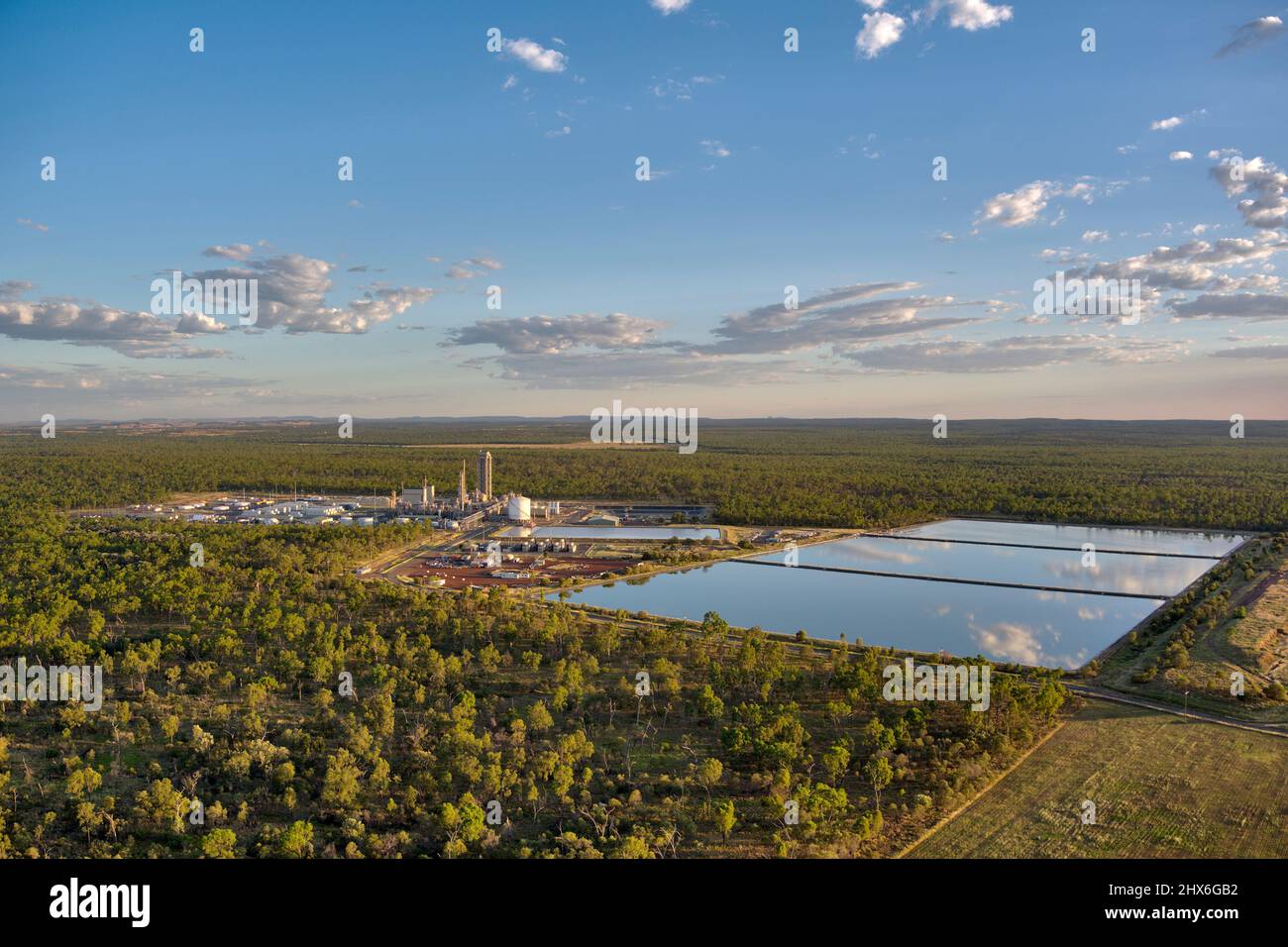 Luftaufnahme des Produktionsstandorts für Ammoniumnitrat von Dyno Nobel in der Nähe von Moranbah Queensland Australia Stockfoto