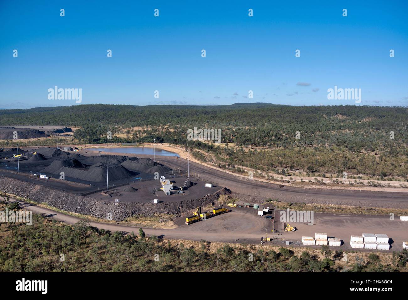 Luftaufnahme des Kohlebergbaus in der Nähe von Moranbah Central Queensland australia Stockfoto