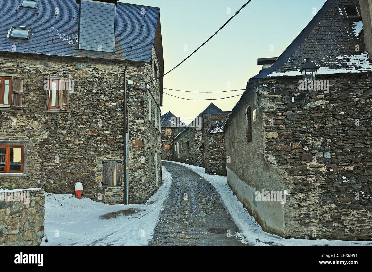 Altstadt von Vilamòs in den katalanischen Pyrenäen, Region Valle de Aran, Provinz Lleida, Katalonien, Spanien Stockfoto
