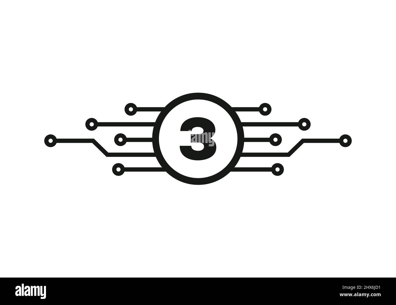 Design-Vorlage Für Letter 3 Logo. 3 Brief Für Cyber-Logo-Schutz, Technologie, Biotechnologie Und Hightech. Design Des Netzwerklogos Stock Vektor