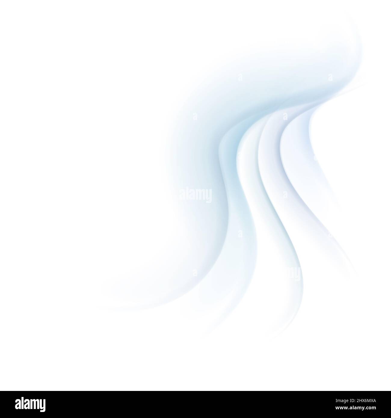 Abstrakte realistische dreidimensionale Wellen auf weißem Hintergrund ähnlich wie Schnee, Stoff, Flüssigkeit. Neujahr, Geschäft, saisonal, Herzlichen Glückwunsch Stockfoto