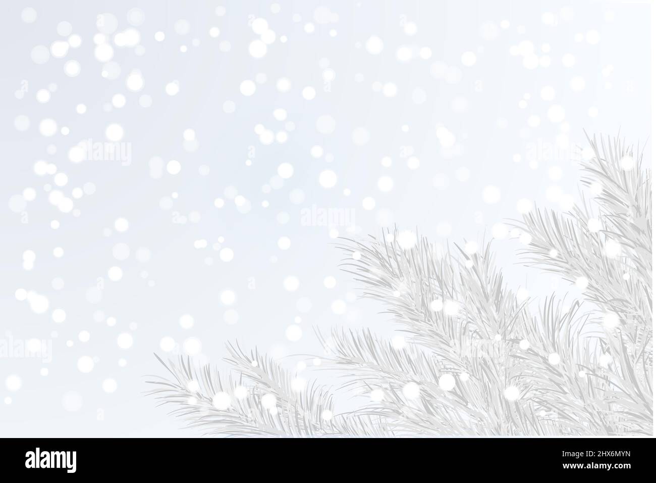 Winterbaum Zweig Weihnachtsbaum auf einem Hintergrund von schneebedeckter frostiger Luft als saisonale Karte Stockfoto