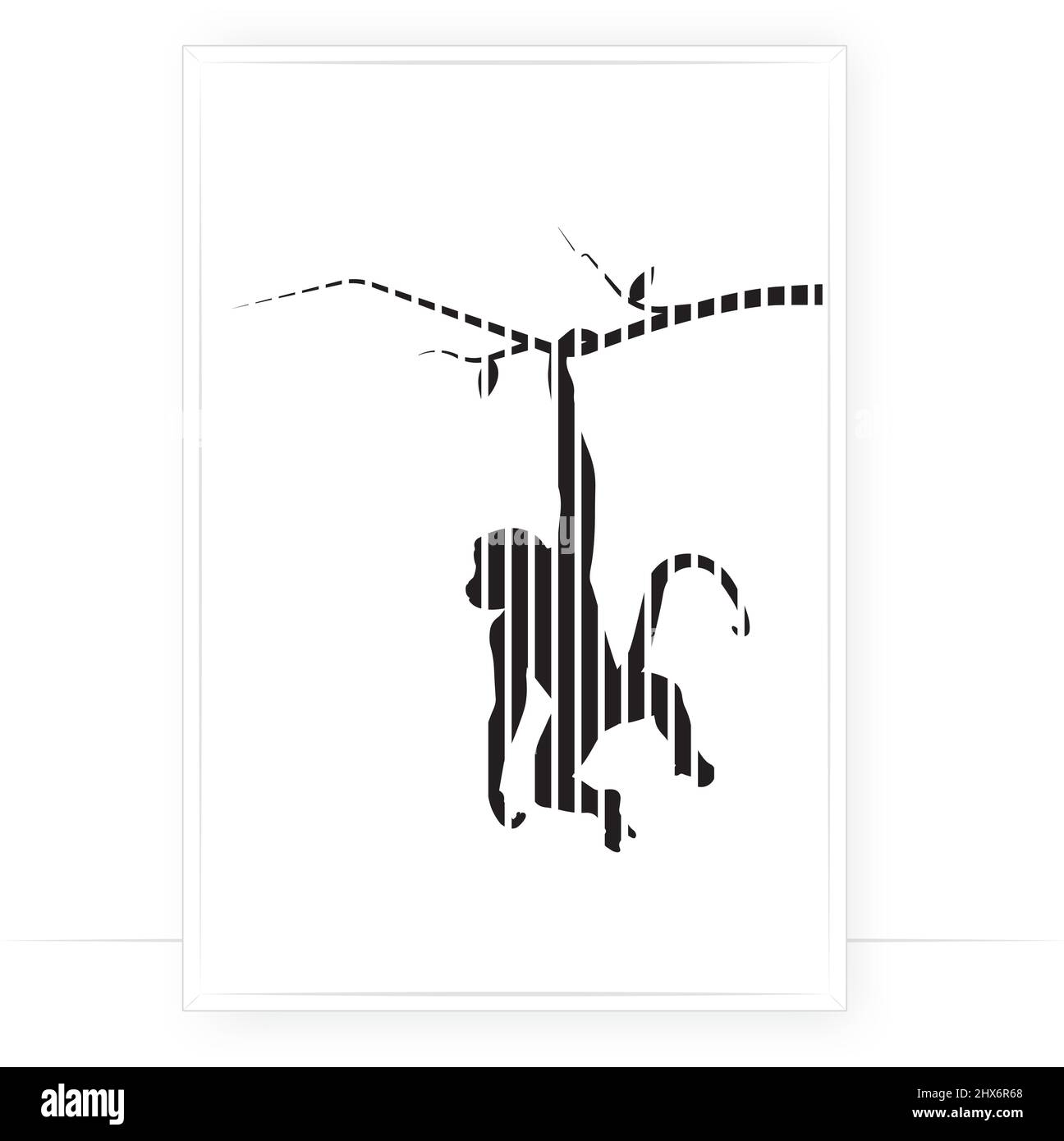Weiße Tiger Silhouette, Kunstdesign. Weiße Tiger Illustration, Poster Design. Wandbilder, Kunstwerke, Vektor Stock Vektor