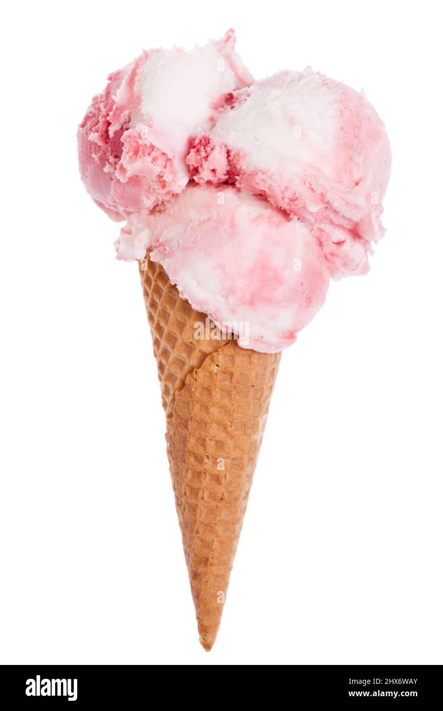 Ein Eiskegel mit drei Kugeln Fruchteis Stockfoto
