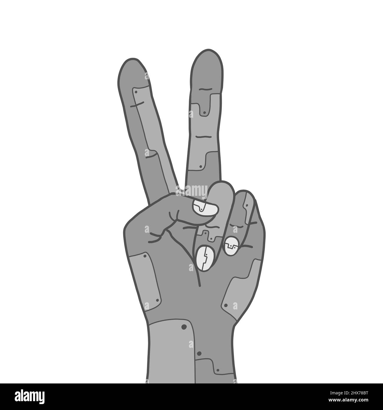 Künstliche robotische Armprothese für behinderte Menschen. Technologiebionische Innovation. Stockfoto