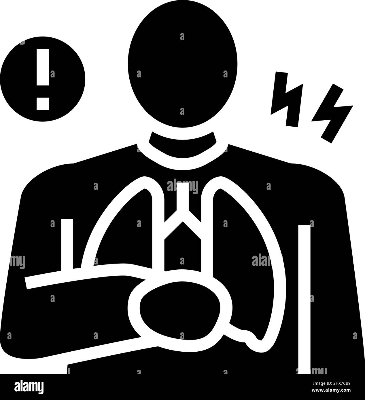Brustschmerzen Symptom Mesotheliom Glyphe Symbol Vektor Illustration Stock Vektor