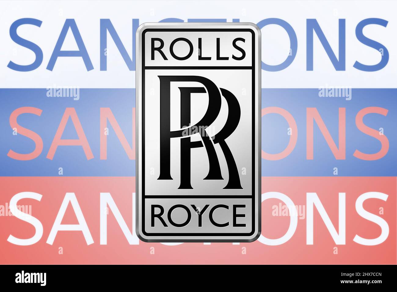 Rolls Royce verhängt Sanktionen gegen Russland wegen seiner Invasion in der Ukraine. März 2022, San Francisco, USA Stockfoto