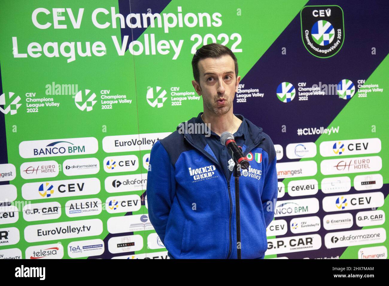 Arena di Monza, Monza (MB), Italien, 09. März 2022, Cheftrainer DANIELE SANTARELLI (Imoco Volley Conegliano) bei den Viertelfinals - Vero Volley Monza Stockfoto