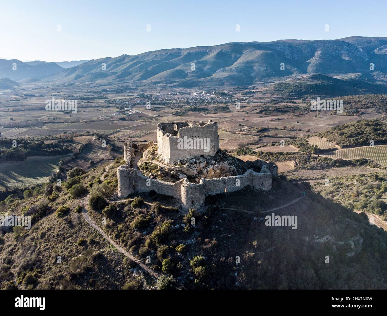 Le château d'Aguilar à Tuchan dans l'Aude (Frankreich) Stockfoto